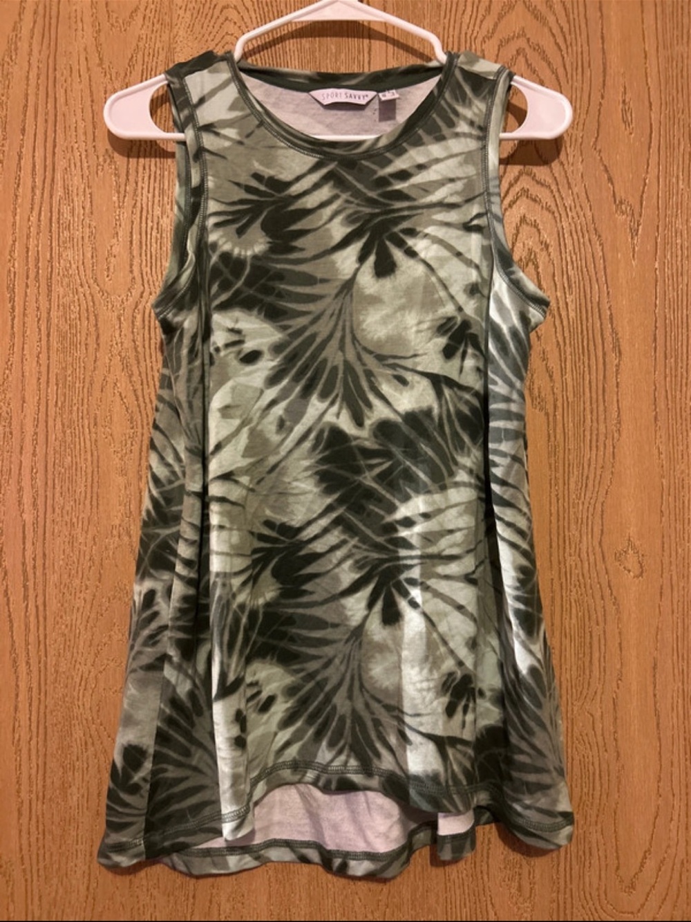 Sport Savvy Olive Tie-Dye Tank Top